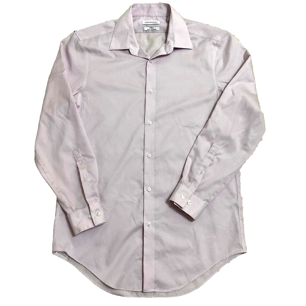Calvin Klein Slim Fit Long Sleeve Button Up 100%‎ cotton pink Dress Shirt Mens M